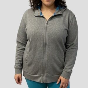 ADIDAS Grey and Turquoise Athletic Jacket Plus Size XL